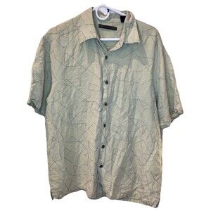 Men's Axis 100% Silk Short Sleeve Button Up Shirt - Size L